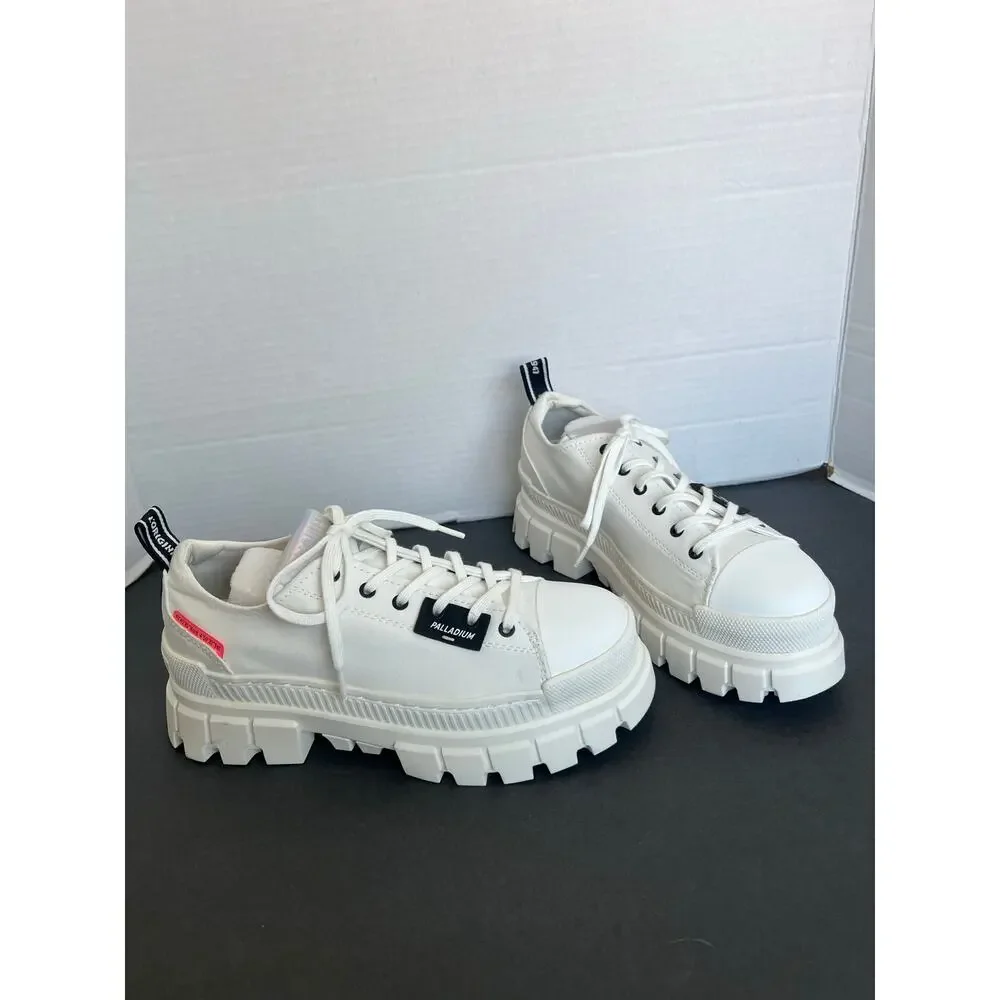 NWT Palladium Revolt‎ Lo Tx White Low Top Lace Up Platform Casual Sneakers 9.5
